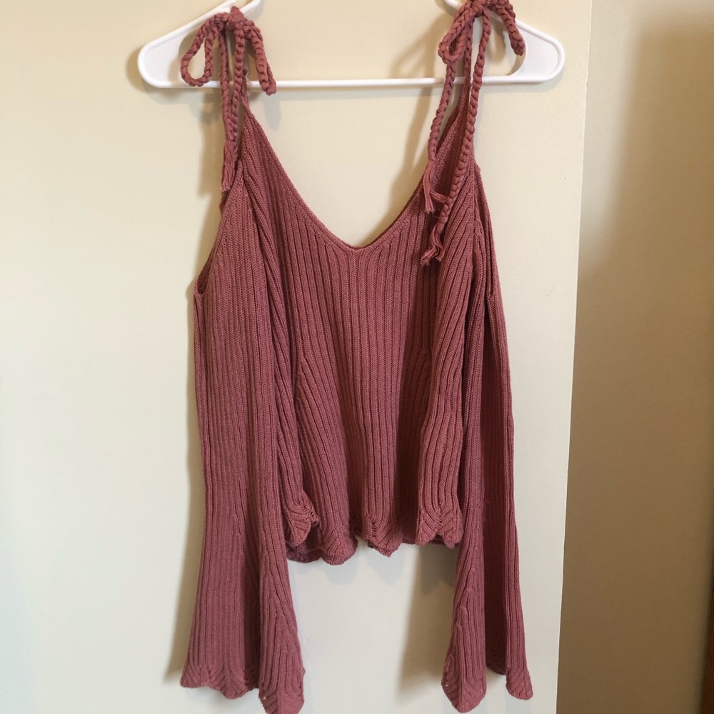 FOREVER 21 Pink Bell-Sleeve Sweater